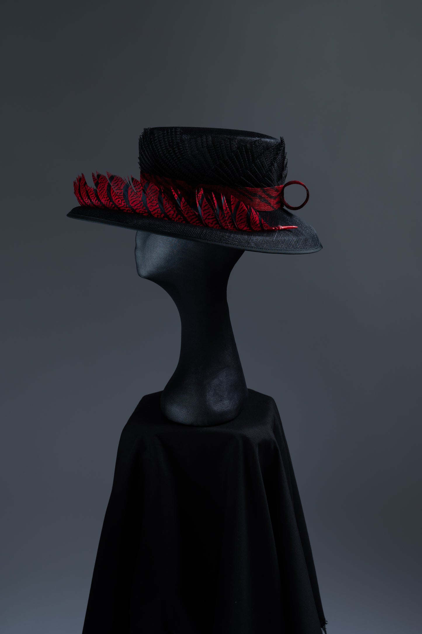 Black and red wide brimmed hat