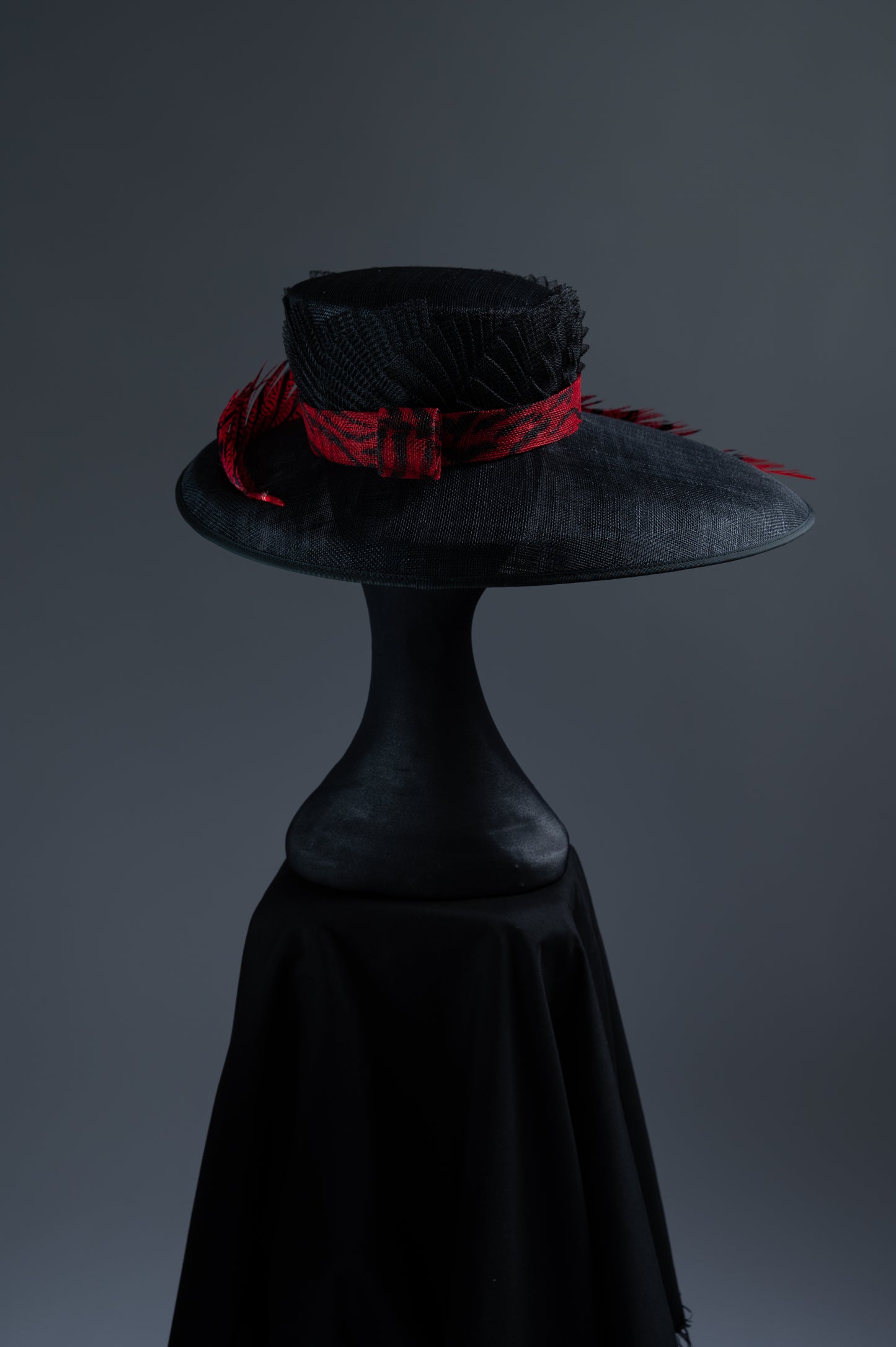 Black and red wide brimmed hat