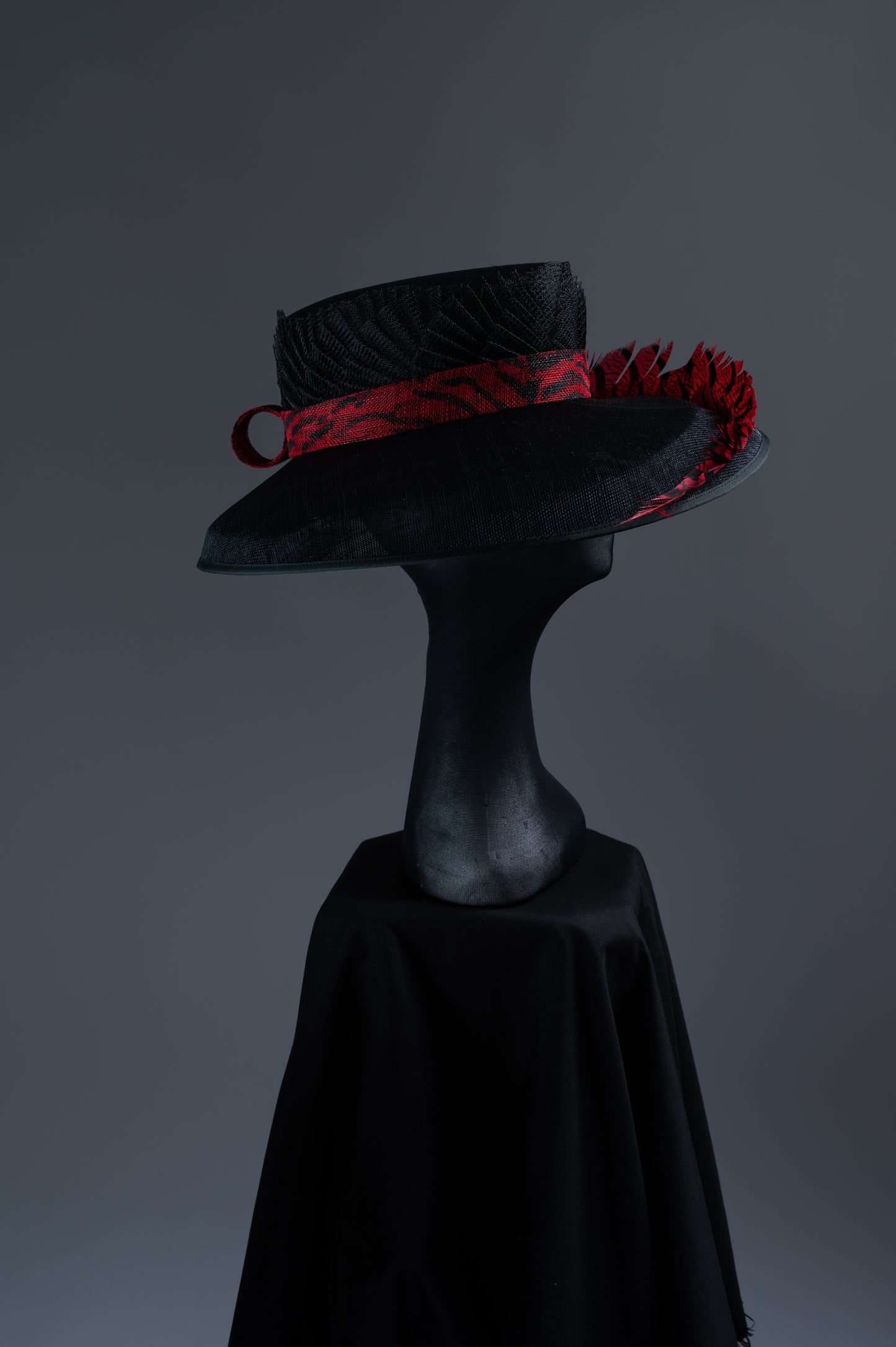 Black and red wide brimmed hat