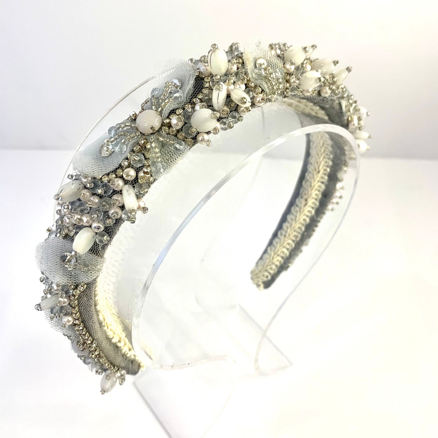 Hand made Crystal padded Headband. Bridal.