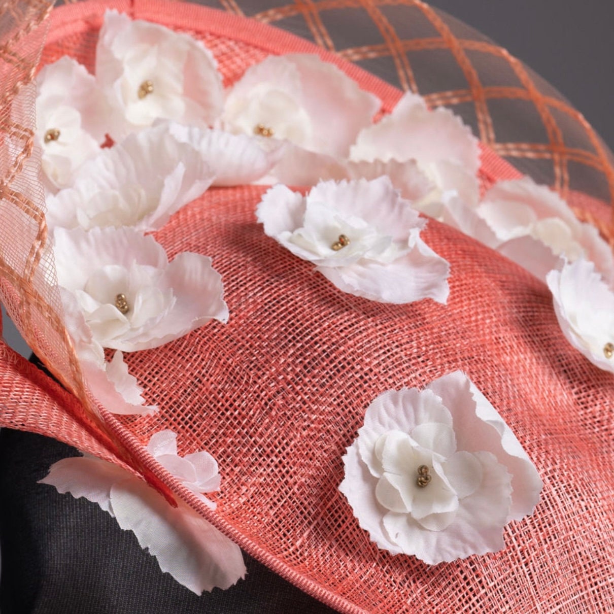 Peach and White Saucer Fascinator