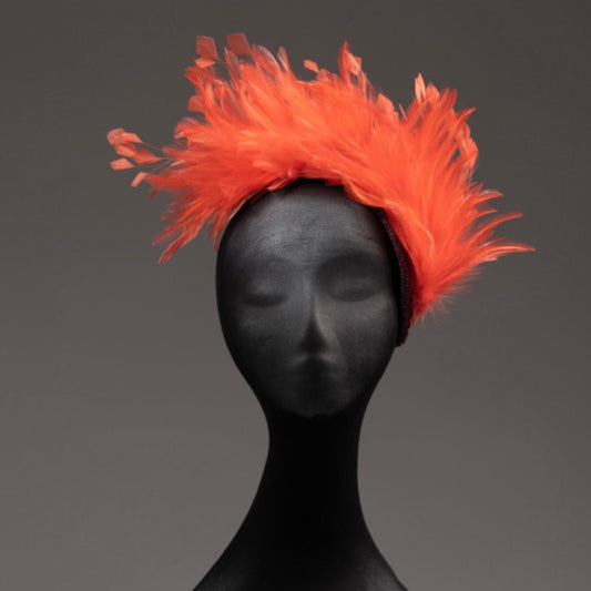 Orange feather brush Fascinator headband
