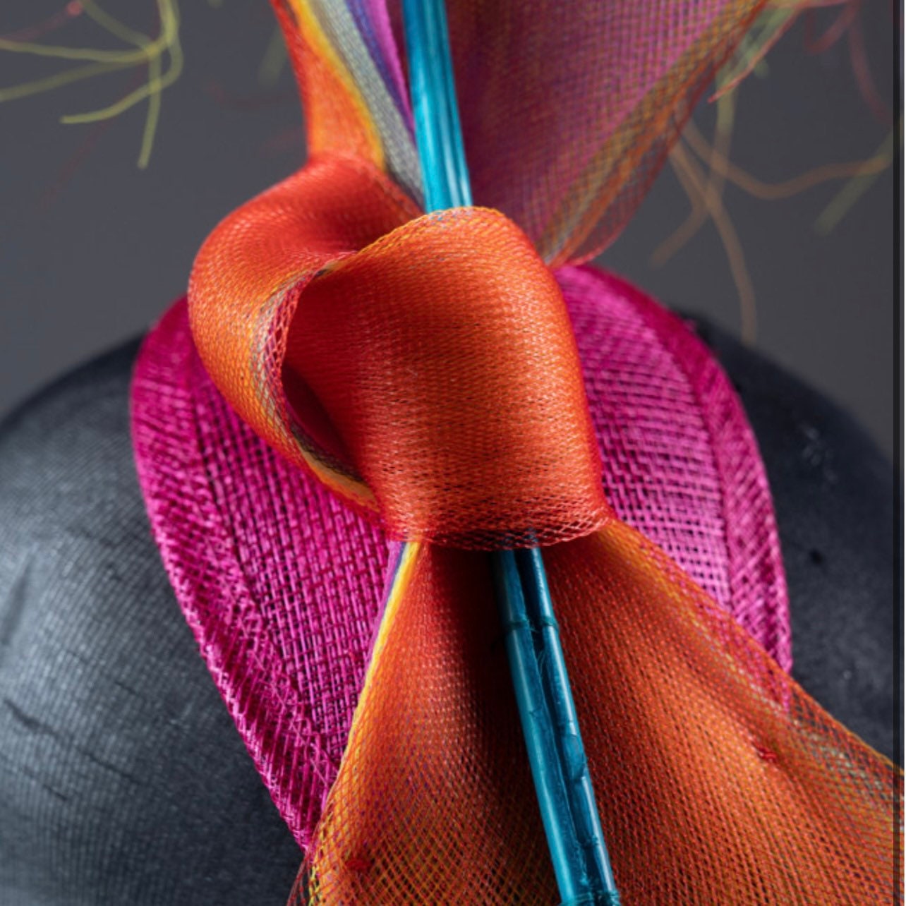 Rainbow colour ‘fluffy’ crinoline Fascinator.