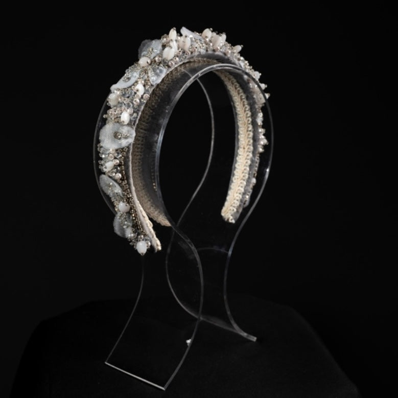 Handmade Pearl and Crystal beaded headband