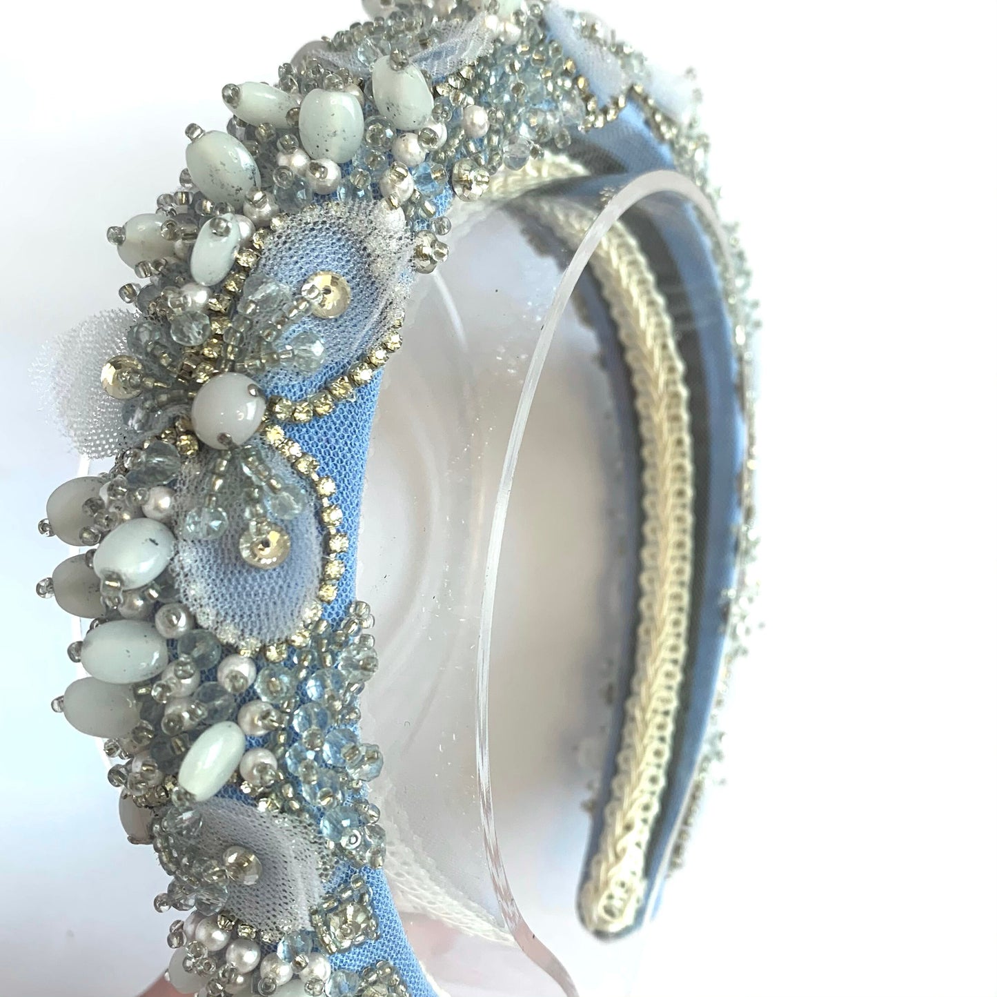 Hand made Crystal padded Headband. Bridal.
