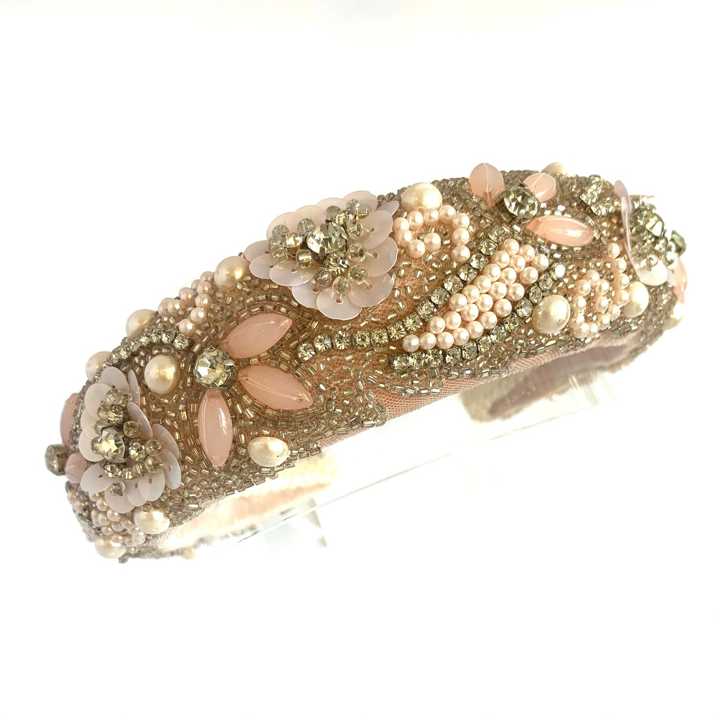 Handmade, hand beaded Crystal Headband. Bridal.