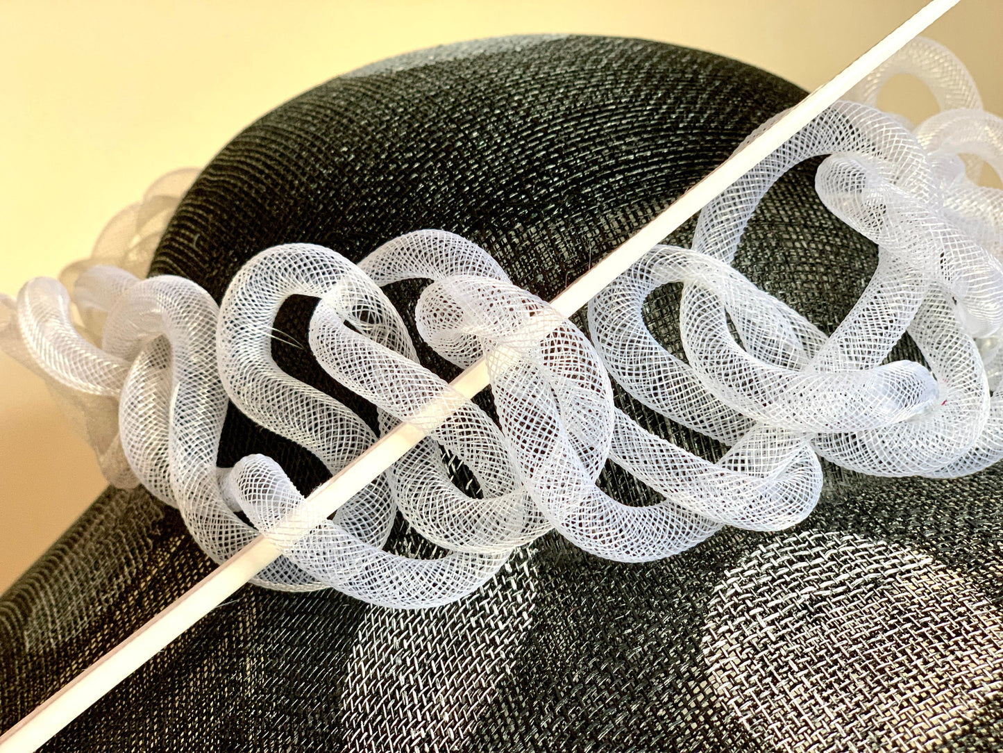 XL wide brim Hat. Black and White polka dot