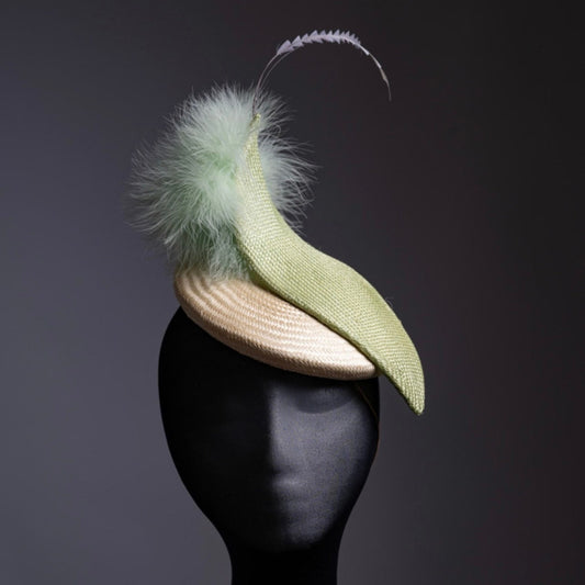 Green and Cream Wave Fascinator