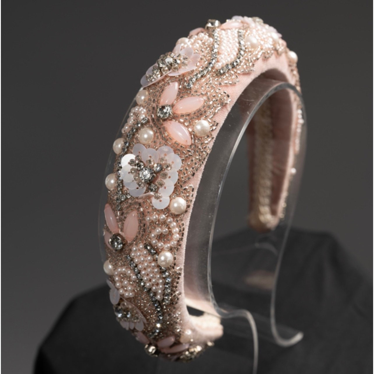 Handmade, hand beaded Crystal Headband. Bridal.