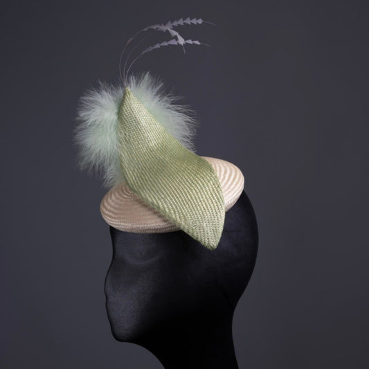 Green and Cream Wave Fascinator