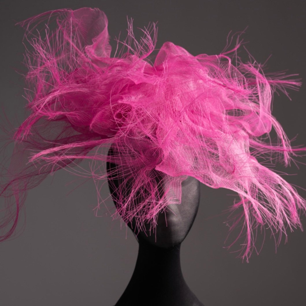 Magenta deconstructed crinoline Fascinator