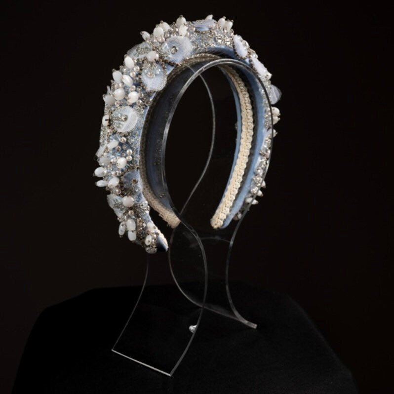Hand made Crystal padded Headband. Bridal.