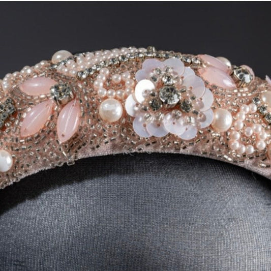 Handmade, hand beaded Crystal Headband. Bridal.