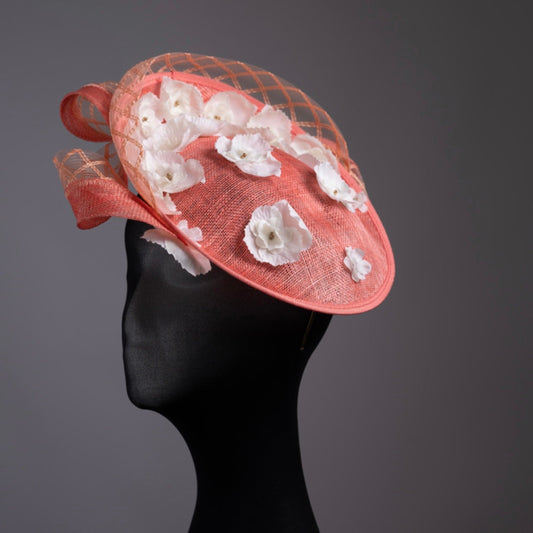 Peach and White Saucer Fascinator