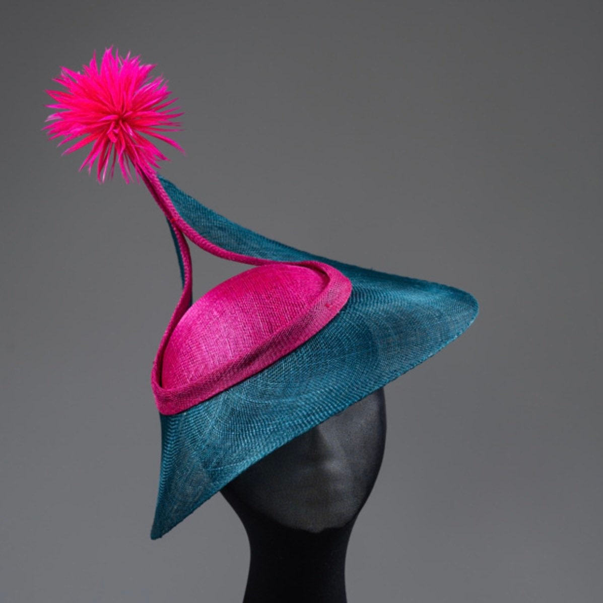Teal and fuschia unusual Fascinator