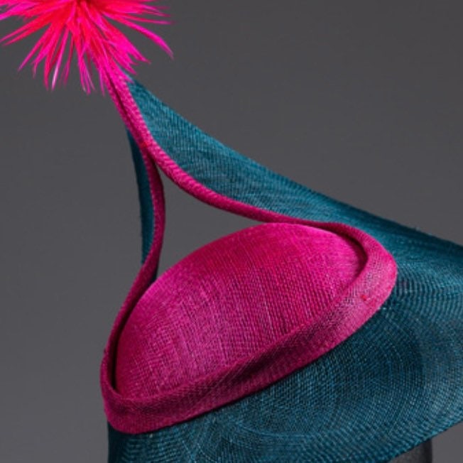 Teal and fuschia unusual Fascinator