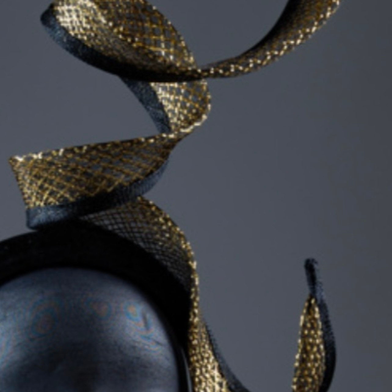 Black and Gold crinoline looping Fascinator