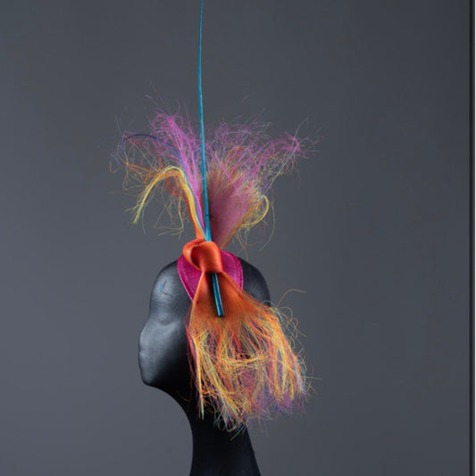 Rainbow colour ‘fluffy’ crinoline Fascinator.